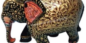 Wooden Handicraft Trunk Down Elephant Showpiece