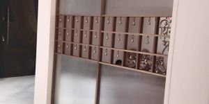 Brush Gold Profile Flutter Glass Ghanti Swing Door