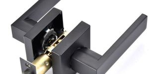 aiden black stainless steel lever handle door lock set