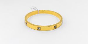 22KT New Design Gold Kada Stone