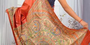 Madhubani Hand Painted Pure Ghicha Tussar Silk Saree