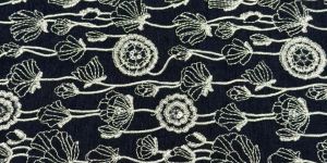 Black Bloom Sequin Embroidered Bio Satin Fabric