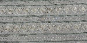 Green Grey Stripe Diamond Sequin Embroidered Silk Fabric