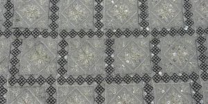 Grey Diamond Sequin Embroidered Silk Fabric