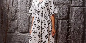 Noir Garden Cotton Midi Western Dress