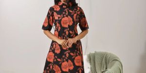 Rust Bloom Midi Western Dress
