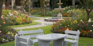 Grey Solid Stone Garden Benches