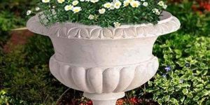 White Curved Sandstone Garden Planters