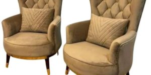 Wide Tufted Velvet Wingback Chair