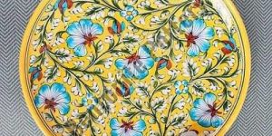 Yellow Printed Round Ceramic Dinner Plate