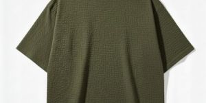 Mens Crinkle Crepe Round Neck Oversized T-Shirt