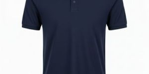 Mens Plain Navy Blue Cotton Pique Regular Fit Polo T-Shirt