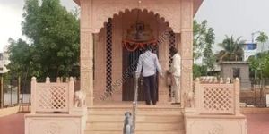 Pink Sandstone Antique Finish Mandir