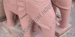Red Sandstone Elephant Statue