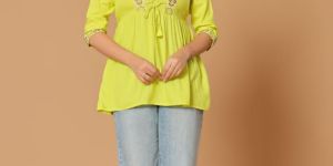 Short Embroidered Kurta Top