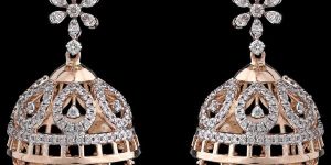 18k Gold Ornate Diamond Drop Earrings with Gemstone Dangle