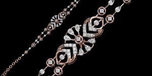 18k Rose Gold Geometric Diamond Link Bracelet