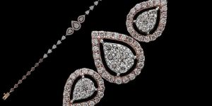 18k Rose Gold Teardrop Diamond Halo Bracelet