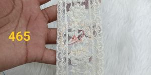 White Floral Thread Embroidery Net Lace