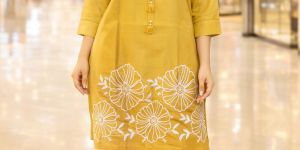 Ladies Muslin Floral Embroidered Coord Set