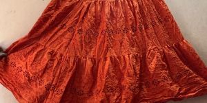 Ladies Orange Cotton Long Skirt