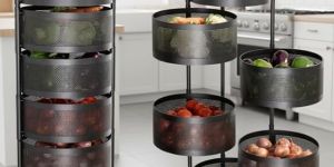 Metal Round Kitchen Rotating Trolley