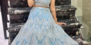 embroidered partywear lehenga rental