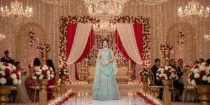 Ladies Mint Green Embroidered Lehenga Choli Set