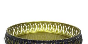 Black Metal Round Decorative Pooja Thali