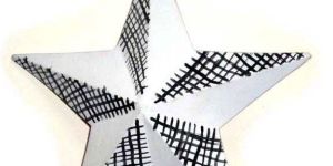 Christmas White Metal Hanging Decorative Star with Black Shadow