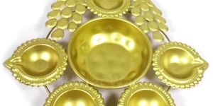 Golden Peacock Shape Brass Diya