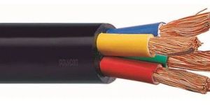 10 Sqmm, 4 Core PVC Insulated & Sheathed Copper Flexible Cable Black (100 Meters)