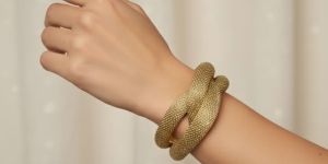 Artificial Gold Mesh Twisted Bracelet