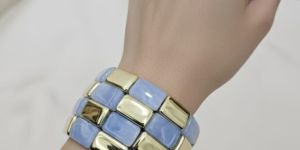 Blue Golden Resin Square Splicing Bracelet