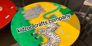 Round Rubber Wooden Table Chair Set