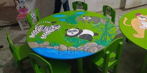 Zoo Animal Design Kids Round Study Table with Chair