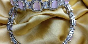 Soft Pink Cz Stone Bangles