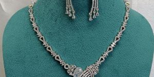 Sparkling Silver-Tone Cz Statement Necklace Set