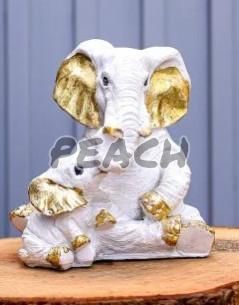White Resin Elephant Family Showpiece