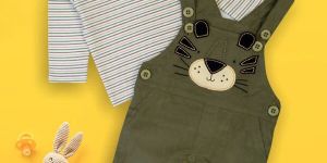 Meemee Stylish Baby Boy Olive Denim Romper Set