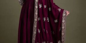 Deep Maroon Embellished Anarkali Set