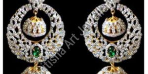 ad jhumki color stone earrings