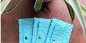 Calm Blue Embroidery Mini Money Envelope