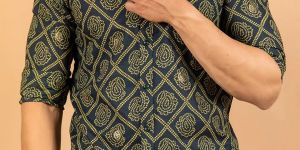 Green Jaipuri Cotton Printed Shirt