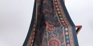 Teal Printed Pashmina Winter Dupatta