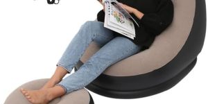 Inflatable Deck Chair with Air Pump, Lounger Sofa for Indoor, Outdoor, 2 Brown