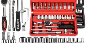 Tool Kit 46 Pieces Power Hand Tools Metric Socket Wrench Multi-purpose Set