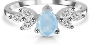 Ladies Aquamarine And White Topaz Ring
