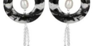 Ladies Black Zebra Jasper Earring