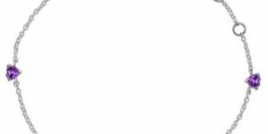 Purple Amethyst Natural Gemstone Silver Bracelet